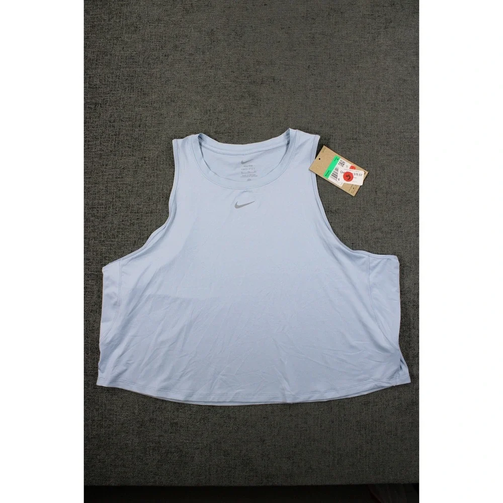 Nike One Dri-FIT Womens XL Light Blue Sleeveless Training Tank Top DX1027-440